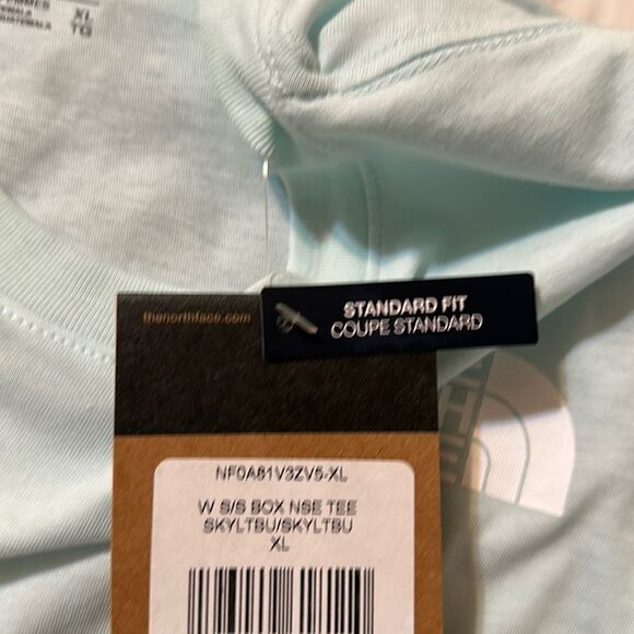 The North Face XL Sky Blue White Cotton Crewneck Short Sleeve Tee - Picture 9 of 11